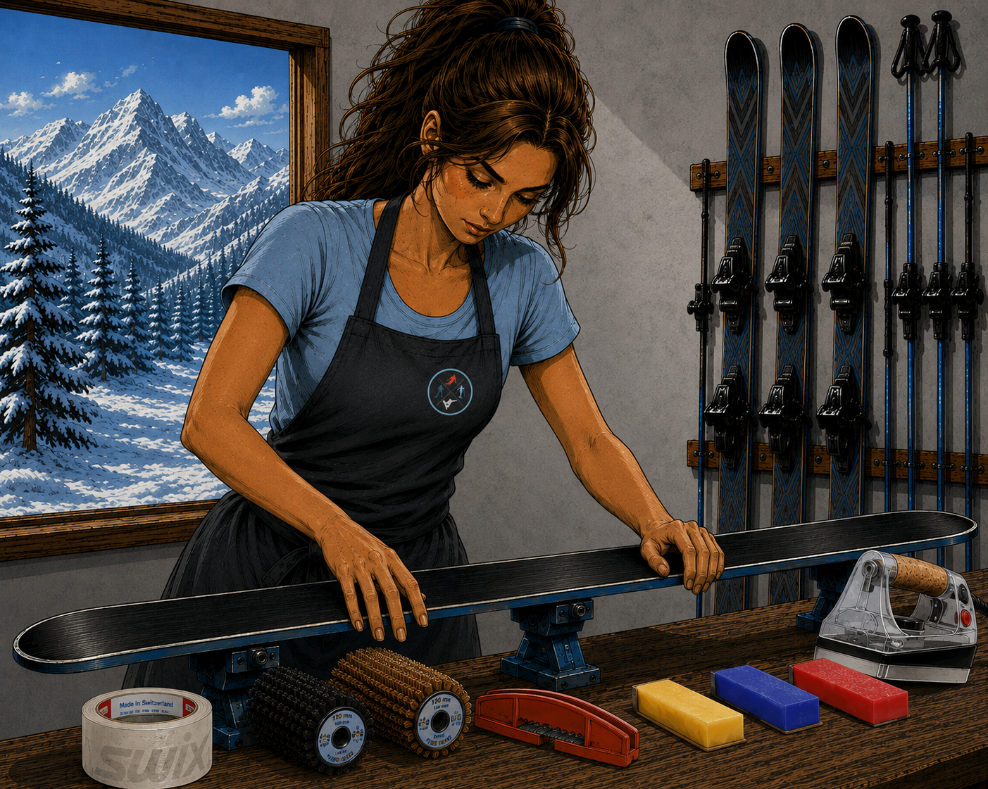 Ski heiß wachsen mit Skiservice-Werkzeugen