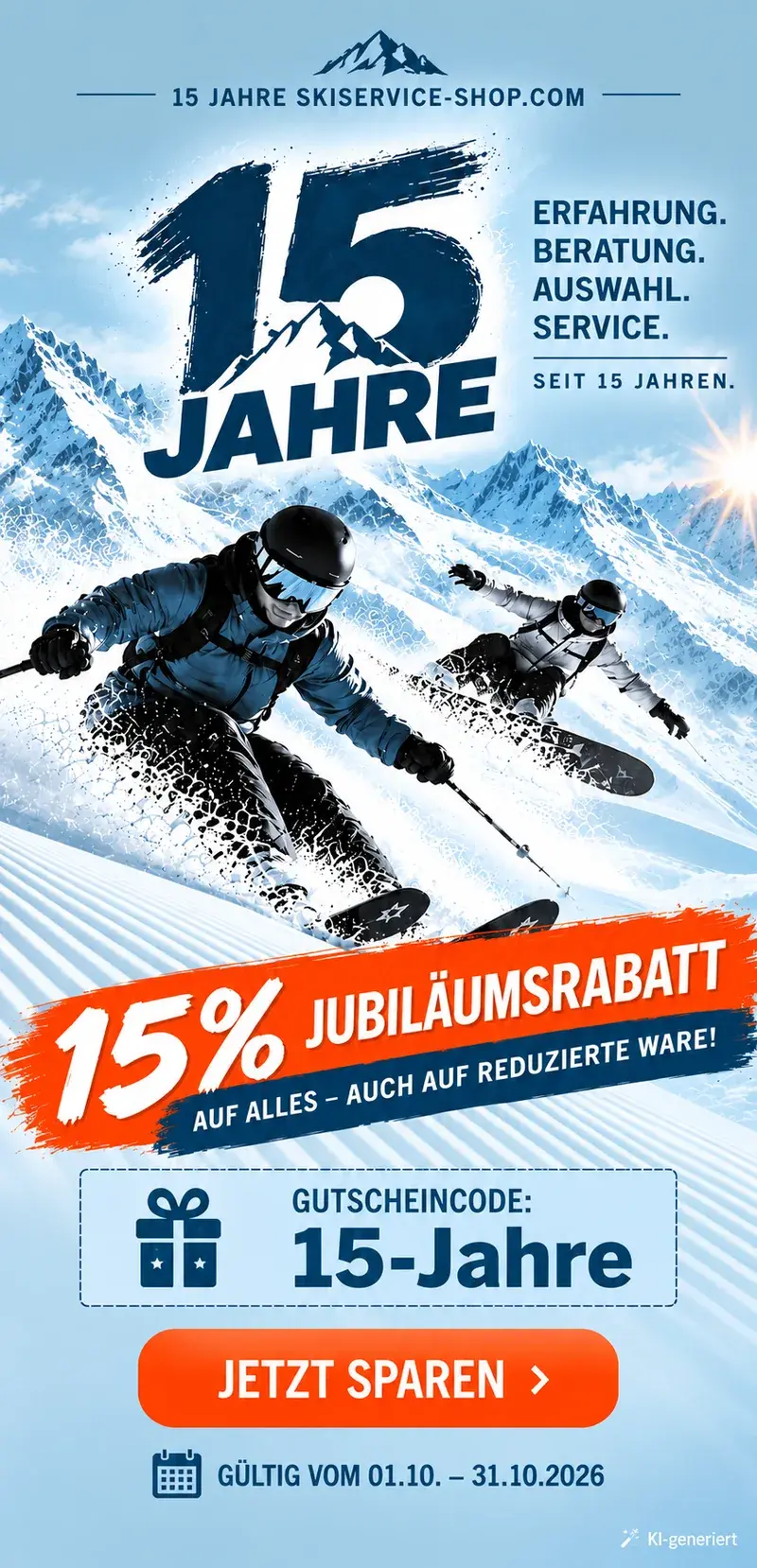 15 Jahre Skiservice-shop.com – 15 % Jubiläumsrabatt im Oktober 2026 mit Gutscheincode 15-Jahre