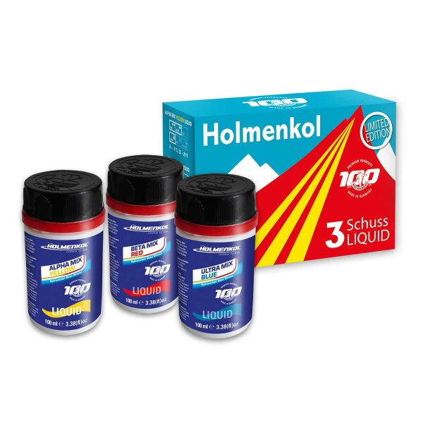 Holmenkol Liquid-Skiwachs Liquid-Wachs 3-Schuss gelb/rot/blau 3x100ml Level 3
